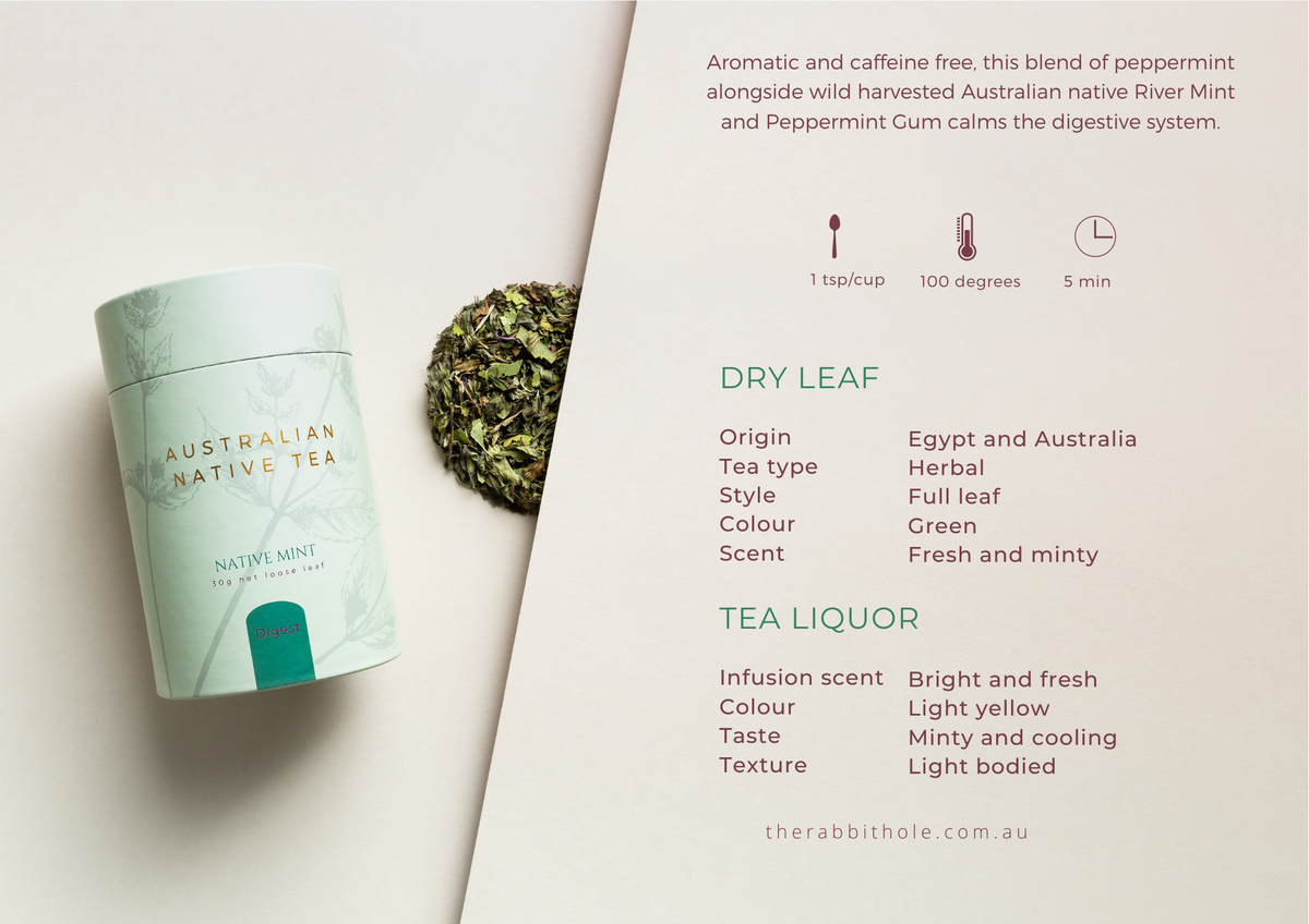 Tasting note Australian Native Tea -  Native Mint - Australian made loose leaf tea by The Rabbit Hole.