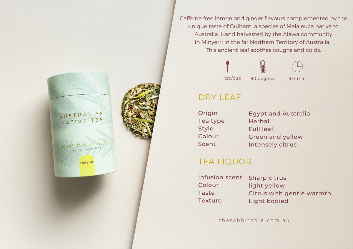 Australian Native Tea Bush Lemon &amp; Ginger by The Rabbit Hole Tasting note